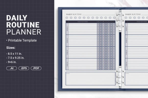 Daily Routine Planner Printable Template for Print and Publishing